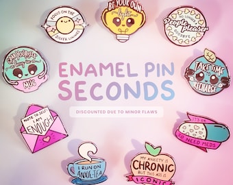 SEGUNDOS VENTA / Pines de esmalte con descuento / Grado B / Salud mental / Insignias divertidas