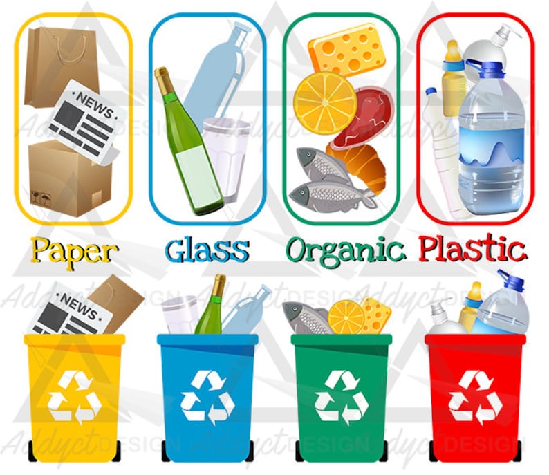 recycle bin recycling guide easy for kids and adults how to etsy