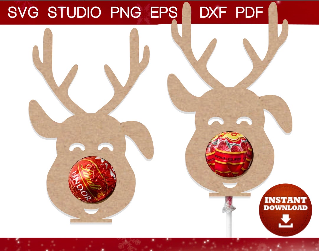 Reindeer Chocolate Lollipop Holder, Reindeer Lollipop Svg, Christmas ...