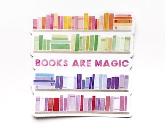 Sticker Les livres sont magiques - Sticker lecture - Rat de bibliothèque - Sticker pour ordinateur portable - Cadeau lecteur - Sticker amateur de livres - Sticker pour ordinateur portable - Bibliophile