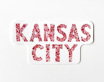 Pegatina floral de Kansas City - Pegatina KC - Regalo de Kansas City - Arte KC - Calcomanía de Kansas City - Calcomanía portátil - Orgullo de Kansas City