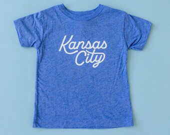 Kansas City Blue Script Toddler Tee - KC Kids Tee - Kansas City Shirt - KC Toddler Shirt - Royals - KC Gift - Baseball