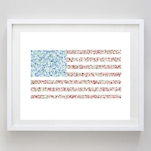 American Flag Floral Watercolor Art Print