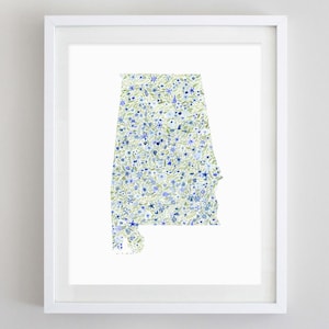 Alabama Watercolor Art Print - Custom Alabama Artwork - Alabama Watercolor - Alabama Moving Gift - Alabama Housewarming Gift - Custom State