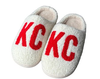KC Slippers - Red - Kansas City Gift - Kansas City Football - KC Fan