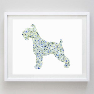 Schnauzer Floral Watercolor Art Print - Dog Gift - Dog Breed - Puppy Art - Dog Lover Artwork
