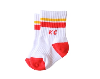 Baby Kansas City Crew Socken - Rot & Gold - KC - Football - Geschenk - Kind - Säugling