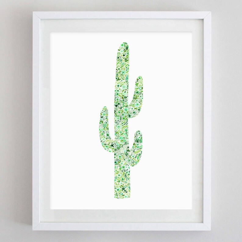 Cactus Floral Watercolor Art Print image 1