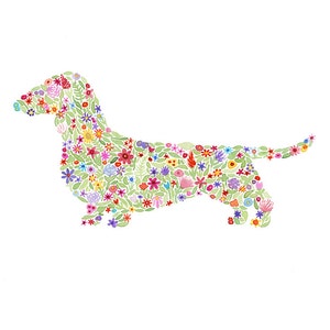 Dachshund Floral Watercolor Art Print Dog Gift Dog Breed Puppy Art Dog Lover Artwork image 2