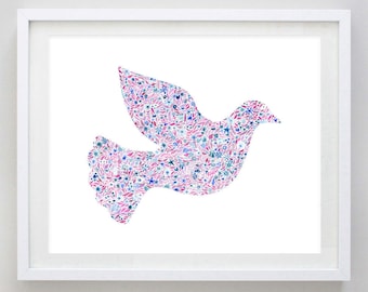 Dove aquarel print - aangepaste Dove artwork - Dove schilderij - Dove Gift - Dove kwekerij - vrede artwork