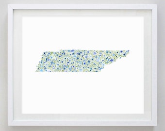 Tennessee Watercolor Art Print - Custom Tennessee Artwork - Tennessee Nursery Gift - State Watercolor - Tennessee Kids Room Decor