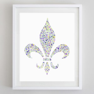Mardi Gras Fleur De Lis Floral Watercolor Art Print