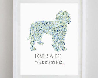 Floral Golden Doodle Watercolor Art Print - Dog Gift - Dog Breed - Puppy Art - Dog Lover Artwork