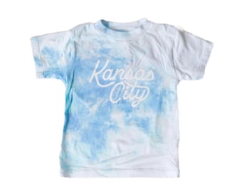 Kansas City Script Toddler Tee - Blue Tie Dye - KC Kids Tee - Kansas City Shirt - KC Toddler Shirt