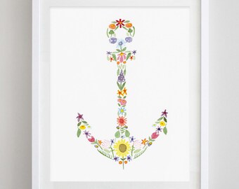 Anchor Watercolor Print - Custom Anchor Artwork - Lake House Decor - Anchor Painting - Anchor Gift - Anchor Nursery - Girls Room