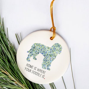 Adorno de garabato - Regalo de mamá de perro - Adorno de garabato dorado - Decoración de vacaciones - Mamá de perro - Adorno de garabato dorado