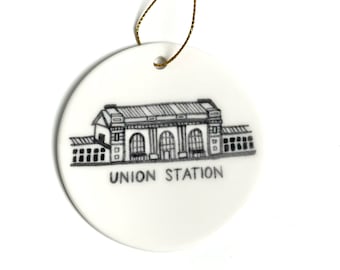 Union Station Kansas City Ornament - KC Christmas Gift - Kansas City Art - Kansas City Christmas - KC Ornament - Holiday Decor