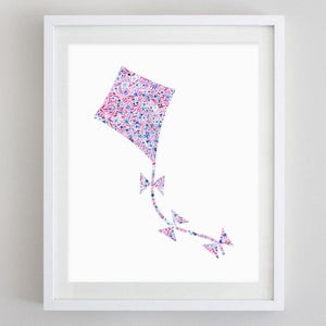 Kite Art Print - Custom Kite Artwork - Kite Painting - Kite Watercolor - Kite Nursery