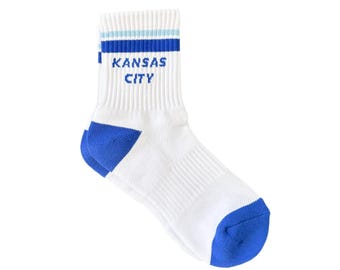 Kansas City Crew Socken - Weiß mit Blau - Baseball - KC - KC Socken - Kansas City Socken - Geschenk