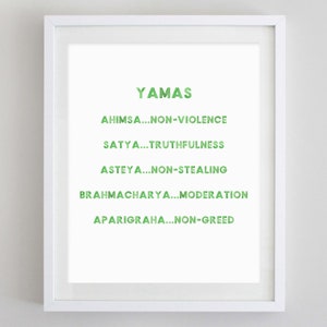 Yamas Ashtanga Watercolor Art Print - 8 Limbs of Yoga - Yoga Decor - Yoga Studio - Yoga Artwork