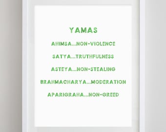 Yamas Ashtanga Watercolor Art Print - 8 Limbs of Yoga - Yoga Decor - Yoga Studio - Yoga Artwork