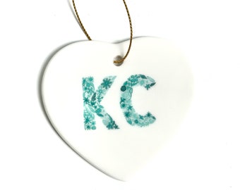 Kansas City Ornament Teal - KC Heart - KC Christmas Gift - Kansas City Art - Kansas City Christmas - KC Ornament - Holiday Decor