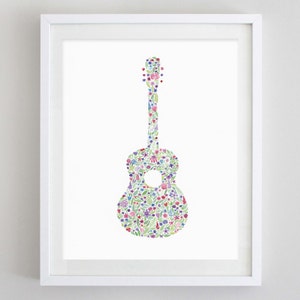 Guitar Watercolor Print - Guitar Artwork - Girls Guitar Gift - Girls Room - Nursery - Music Decor - Music Watercolor - Music Decor