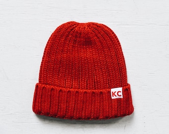 KC Knitted Beanie - Red - Kansas City Gift - KC Gift - Kansas City Christmas Gift - KC Hat - Kansas City Football