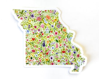 Missouri Floral Sticker - Missouri Decal - KC Sticker - Kansas City Gift - KC Art - Kansas City Decal - Laptop Decal - Saint Louis - MO