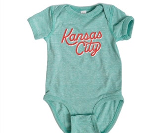 Baby Kansas City Script Onesie - Soccer Onesie - Soccer Tee - KC Current - KC Baby Gift - Girl's KC Shirt