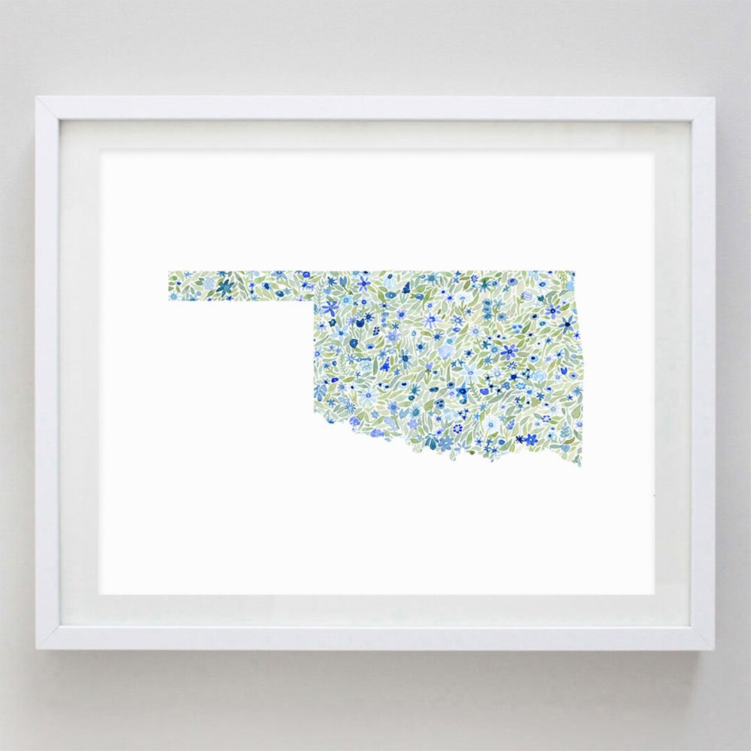 Oklahoma Watercolor Art Print Custom Oklahoma Artwork Oklahoma Nursery