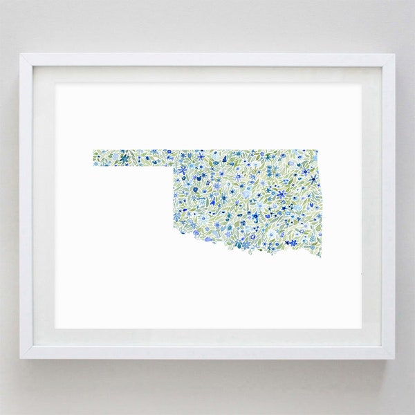 Oklahoma Watercolor Art Print - Custom Oklahoma Artwork - Oklahoma Nursery Gift - State Watercolor Print - Oklahoma Kids Room