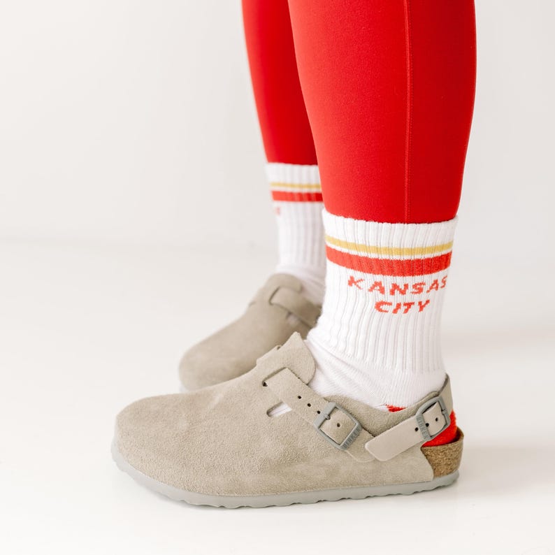 Kansas City Crew Socks - White w/ Red & Gold - Football - KC - KC Socks - Kansas City Socks - Gift image 7