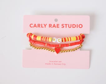 KC Bracelet Stack - Kansas City Armbänder - Fußball - Rot und Gold - KC Geschenk - Kansas City Armband
