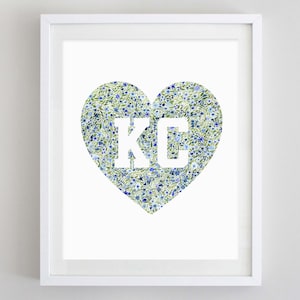 Kansas City Heart Floral Watercolor Print - Kansas City Art - KC Watercolor Painting