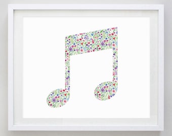 Music Note Watercolor Art Print - Music Gift - Musician Artwork - Music Note Painting - Music Teacher - Music Note Girls Room - Music Lover