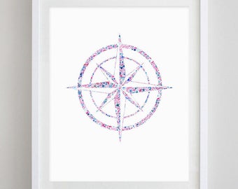 Compass Art Print - Custom Compass Artwork - Compass Painting - Compass Watercolor - Compass Nursery