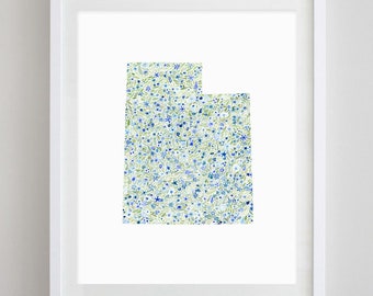 Utah Watercolor Art Print - Custom Utah Artwork - Utah Nursery Gift - State Watercolor Print - Utah Kids Room - Utah Housewarming Gift