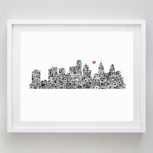 Philadelphia Skyline Floral Watercolor Print - Wedding Gift - Anniversary - Military Family - New Home - Moving - City Skyline