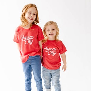 Kansas City Football Script Toddler Tee KC Kids Tee Kansas City Shirt KC Toddler Shirt Kansas City Kids Gift KC Gift Baby Gift image 2