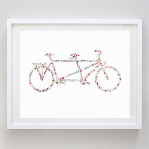 Tandem Bicycle Watercolor Print - Tandem Bike - Tandem Bike Gift - Biker