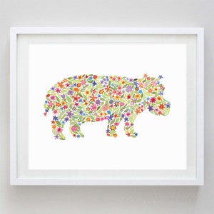 Nilpferd Aquarell Art Print - Nilpferd Aquarell Druck - Nilpferd Art - Nilpferd Geschenk - Safari Kinderzimmer - Nilpferd Kinderzimmer - Safari Tier