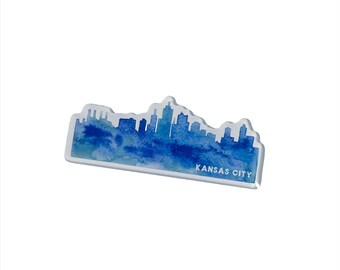 Aimant Kansas City Skyline bleu - KC Pride - Cadeau Kansas City - Aimant KC