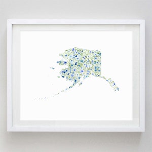 Alaska Watercolor Art Print - Custom Alaska Artwork - Alaska Moving Gift - Alaska Housewarming Gift - Custom State - Alaskan Art