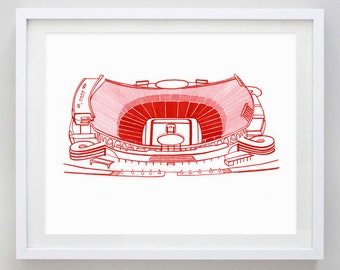 Arrowhead Stadium Kansas City Watercolor Print - KC Football - KC Gift - Kansas City Decor - Kansas City Art - KC Watercolor Painting