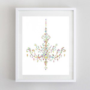 Chandelier Floral Watercolor Art Print - Girls Room Decor - Chandelier Artwork