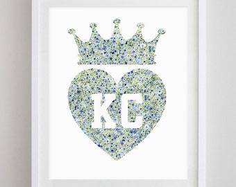 Kansas City Takes The Crown Heart Floral Watercolor Print - Kansas City Art - KC Watercolor Painting