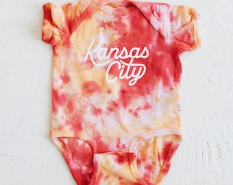 Baby Kansas City Script Onesie - Football Onesie - KC Football Tee - Arrowhead - KC Baby Gift - Girl's KC Shirt