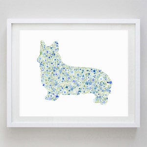 Corgi Floral Dog Watercolor Print - Dog Gift - Dog Breed - Puppy Art - Dog Lover Artwork