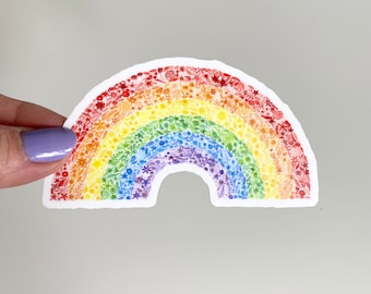 Pegatina arco iris floral de Kansas City - Pegatina KC - Regalo de Kansas City - Arte KC - Calcomanía de Kansas City - Calcomanía portátil - Orgullo de Kansas City